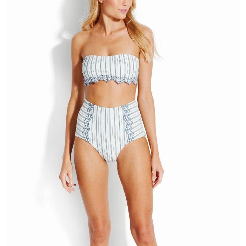Sea Stripe High Waisted Bikini Bottom image